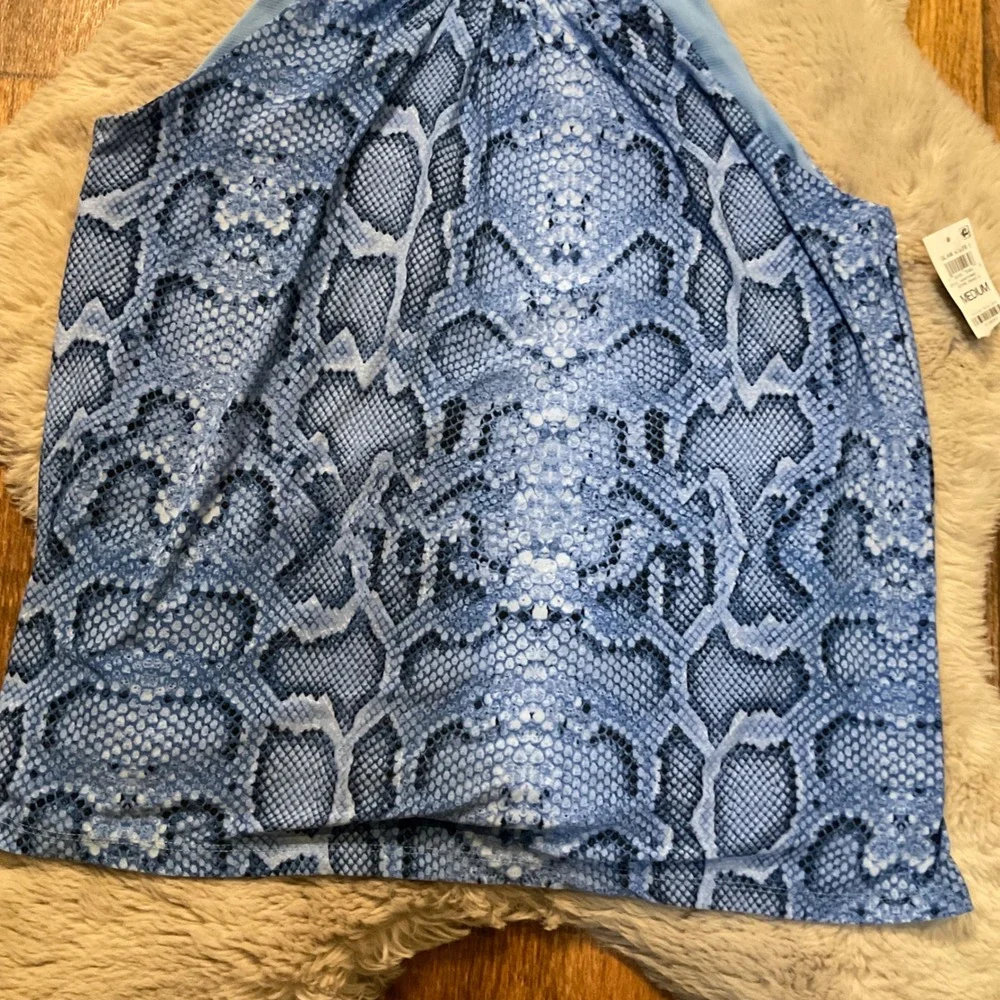 INC Sophie Snake Sleeveless Blouse Size Medium Womens Tank Blue - Picture 2 of 8
